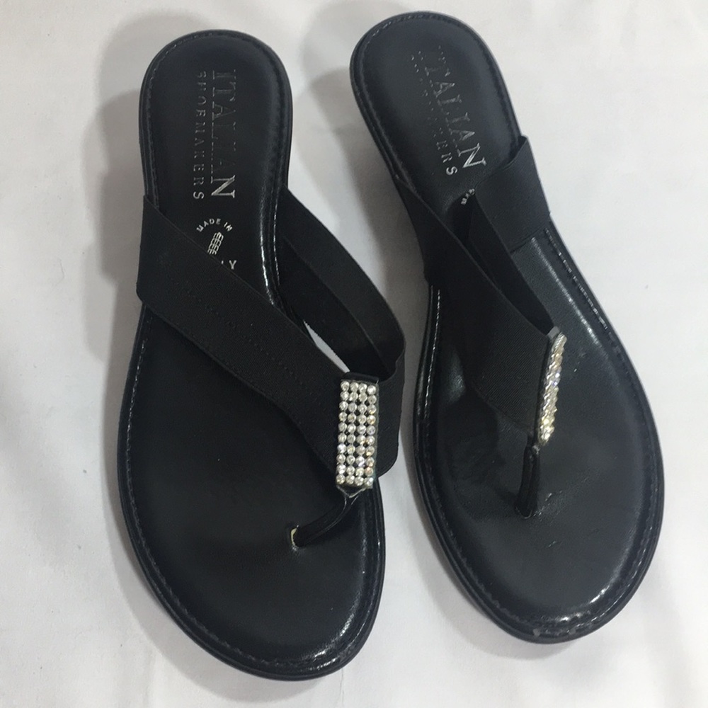 Italian Shoemakers Black bedazzled sandals